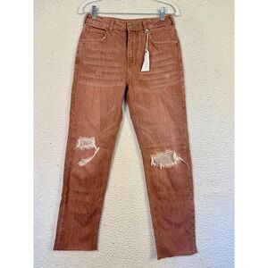Pilcro Jeans Womens 27 Blush The Vintage Straight Distressed Raw Hem Denim Pants